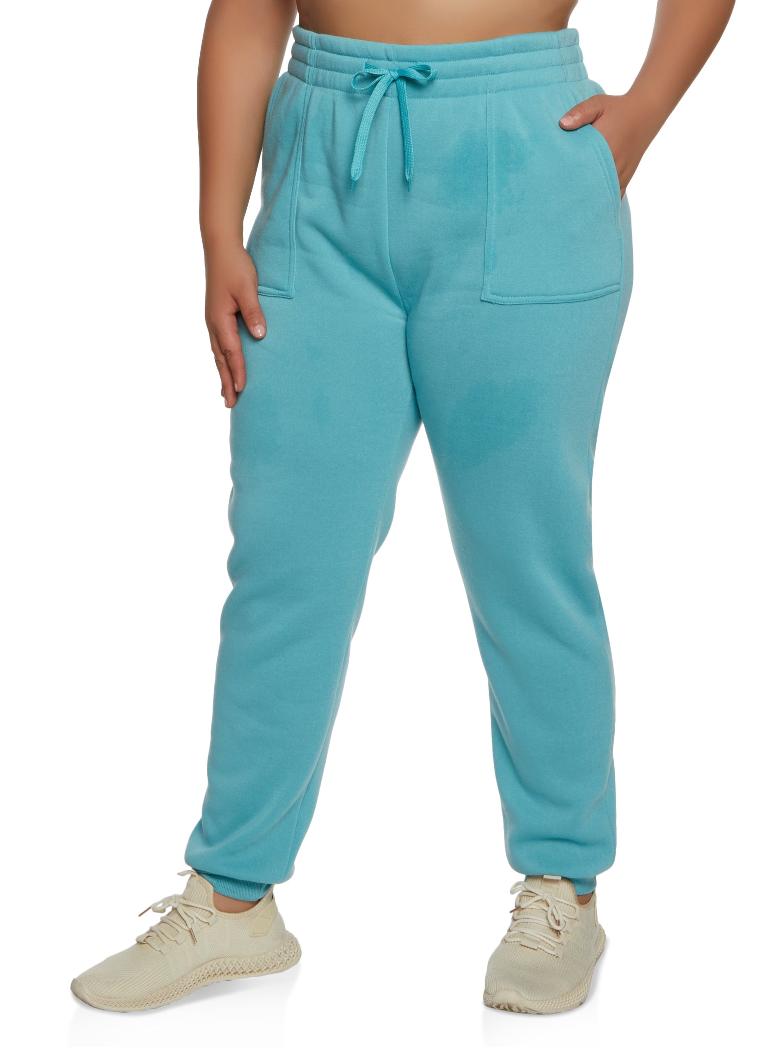 Plus Size Solid Fleece Joggers