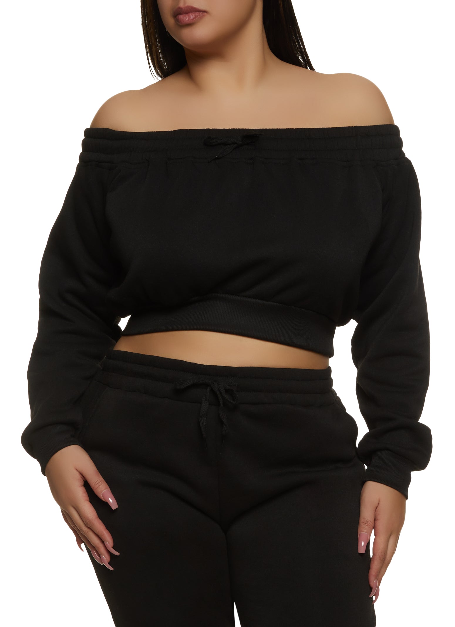 Women's plus size hot sale off the shoulder sweatshirt