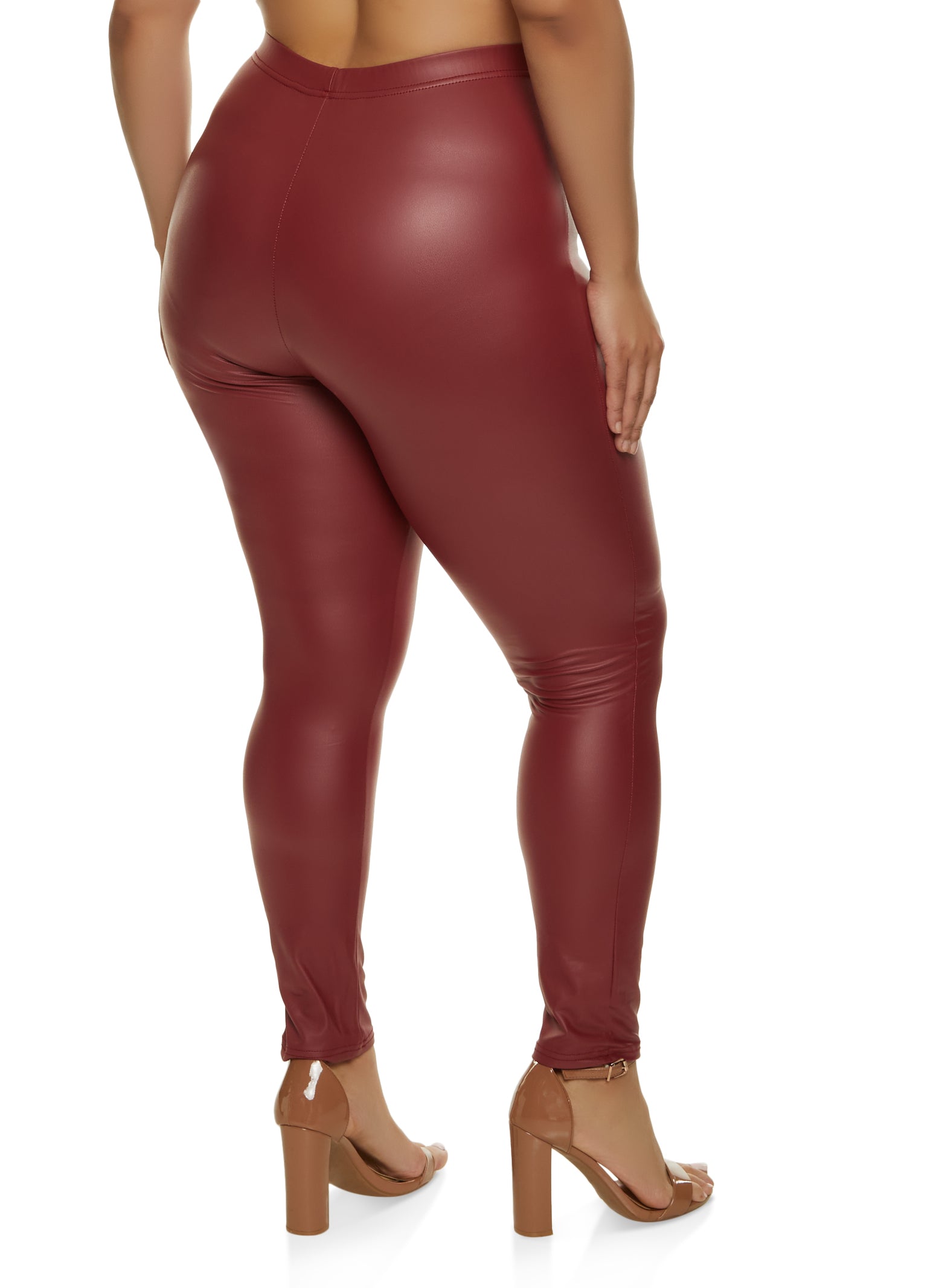 Stretch leather pants as leather leggings brown