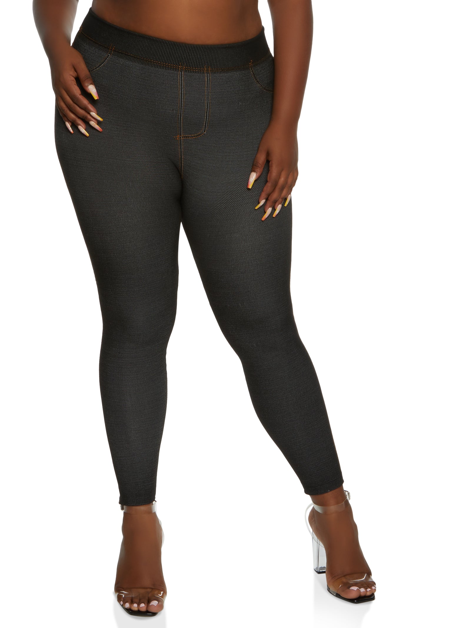 Plus High Waist Solid Jeggings