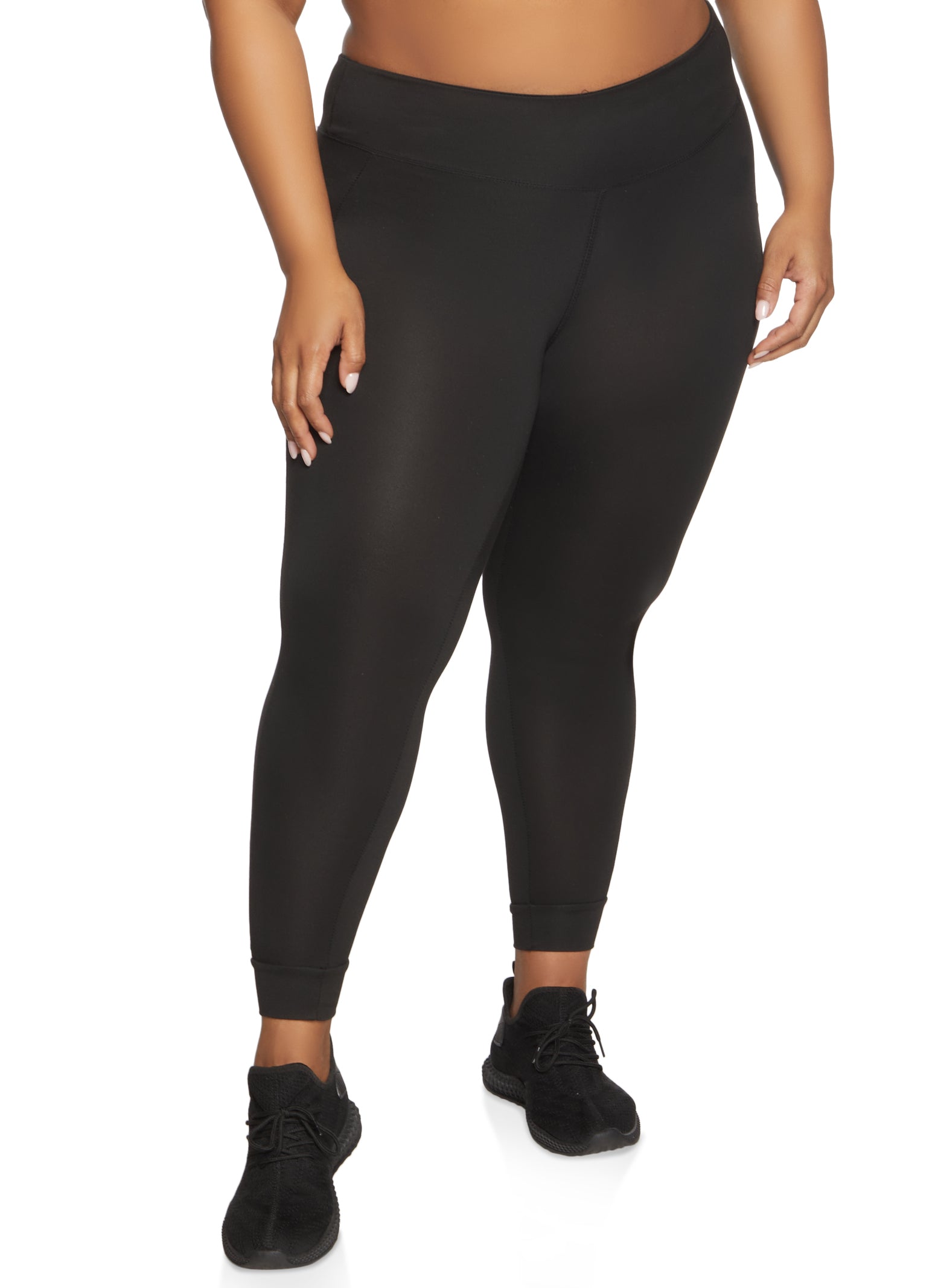 Plus Size Soft Knit Cell Phone Pocket Leggings