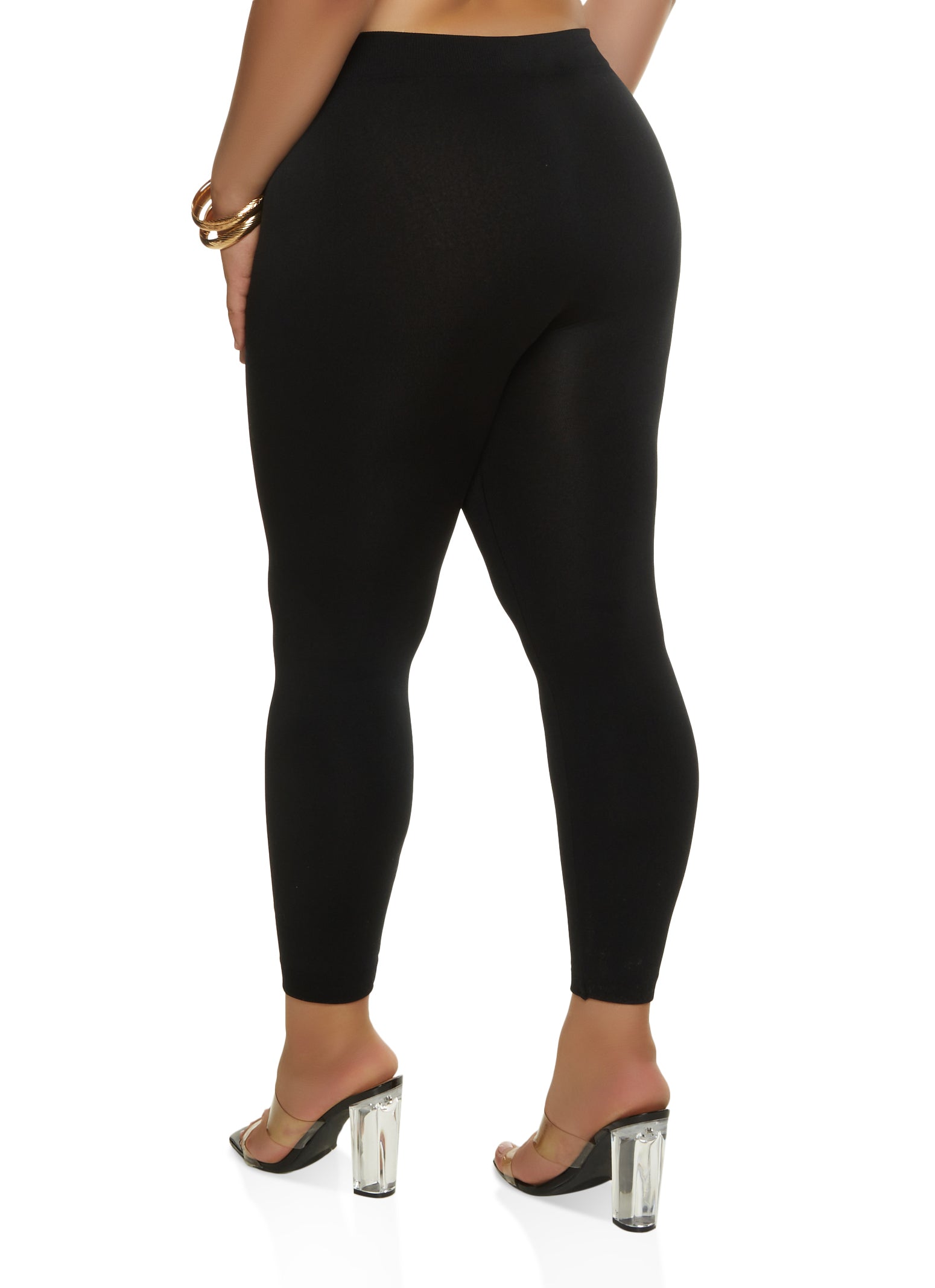 Plus Size Basic Seamless Fleece High Waist Leggings