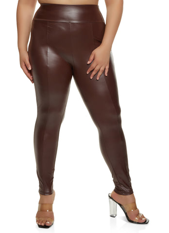 CROSS1946 Plus Size Leather Pants for Women Faux Leather High Waist Leggings  Shaping Hip Tight PU Pleather Trousers Sexy Black Red Brown at Amazon  Women's Clothing store