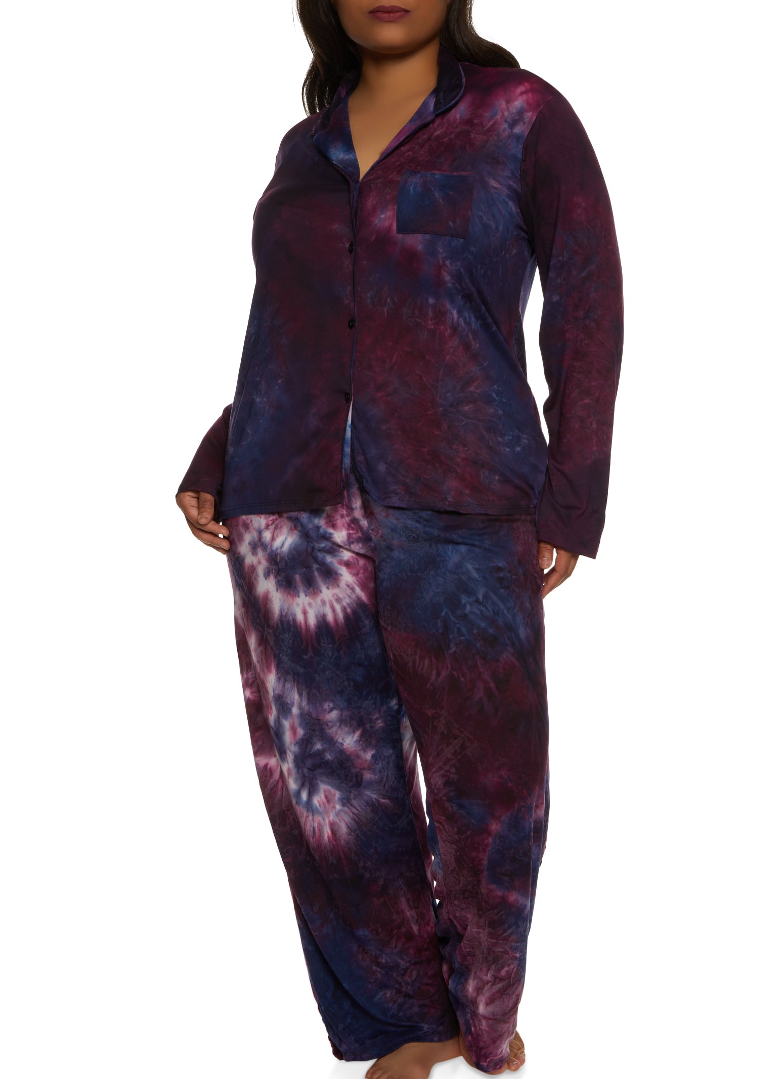 Women's Plus Size Purple Tie Dye Tunic Top