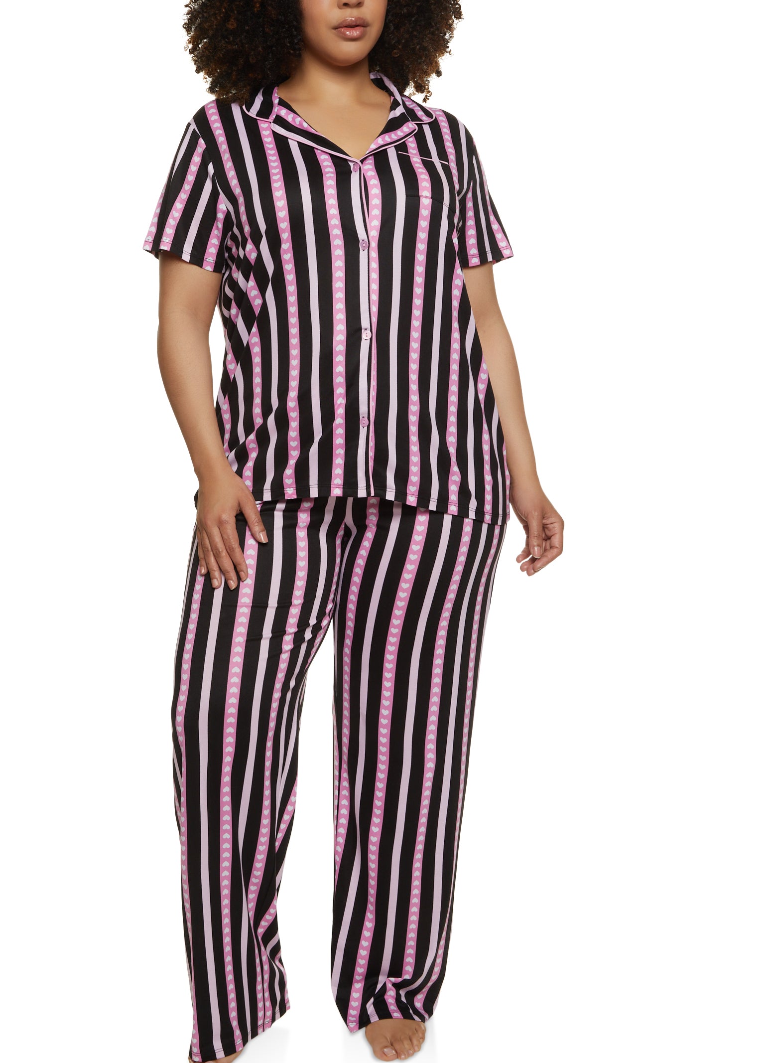 Plus size striped online pajamas