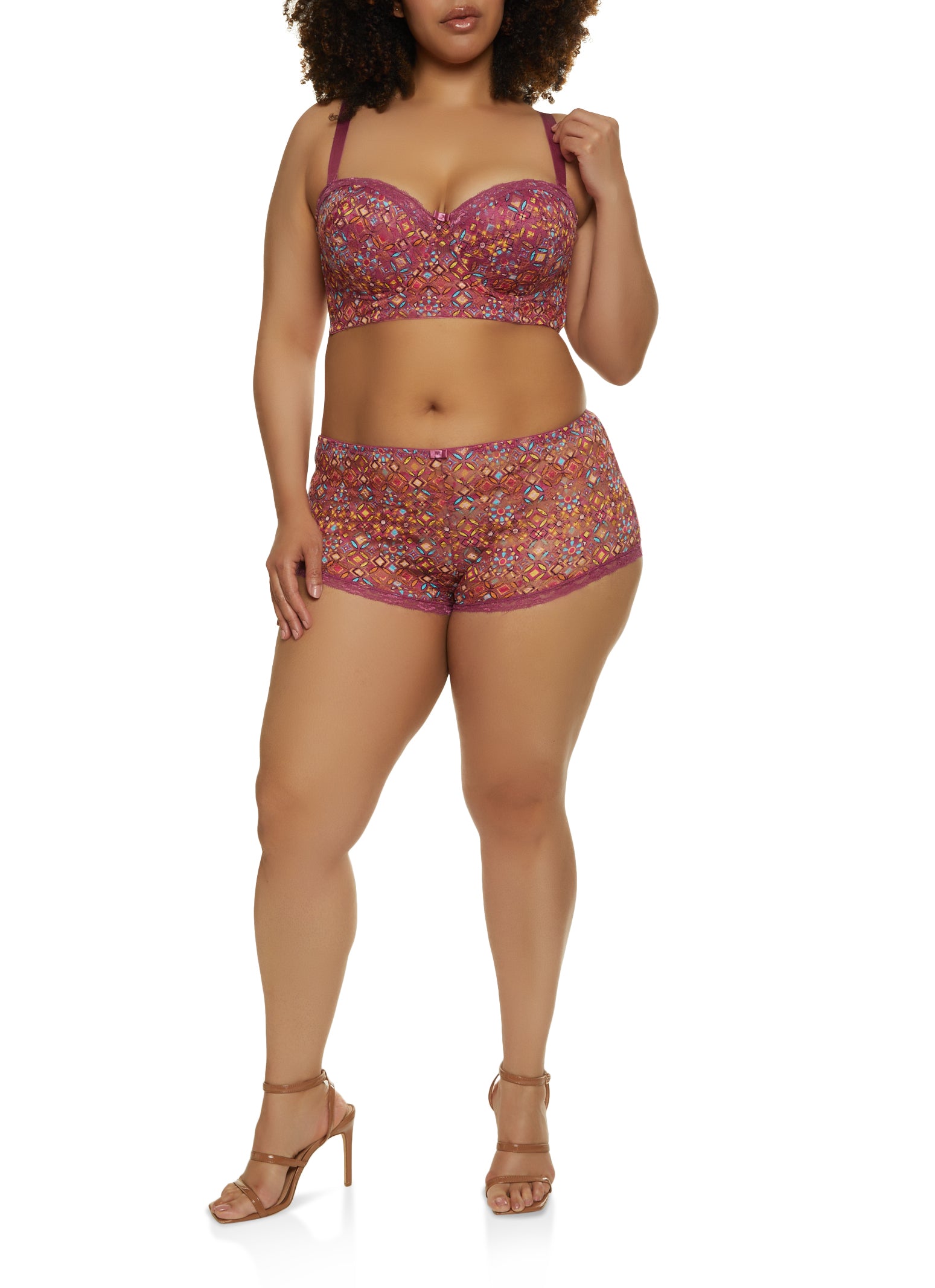 Plus Size Longline Lace Patterned Balconette Bra | Converts to Strapless