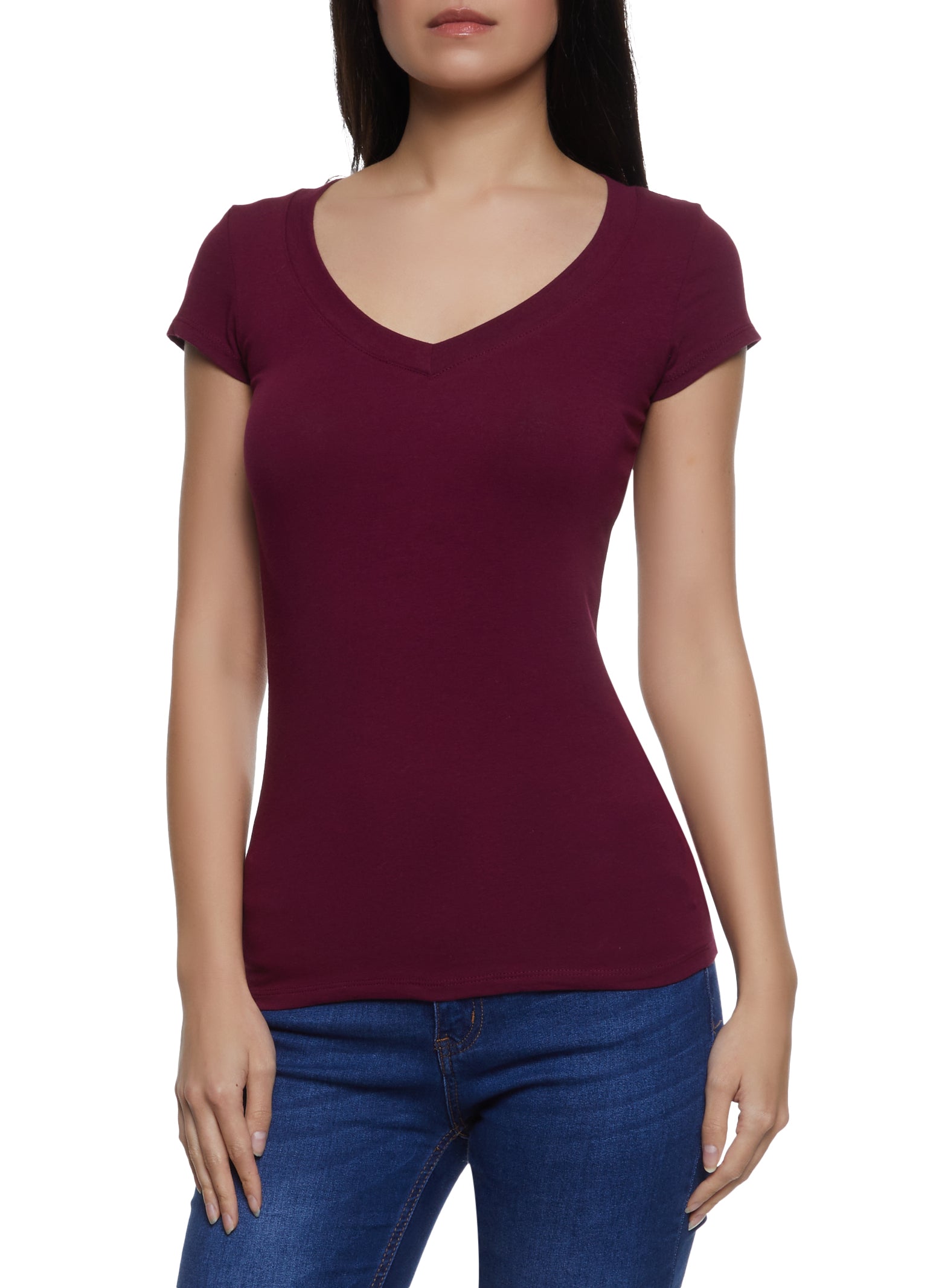 V Neck Solid Tee