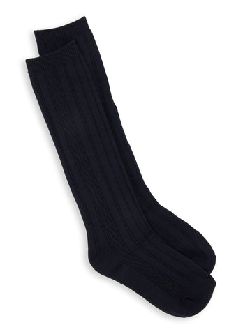 Navy Cable Knit high socks – From Rachel
