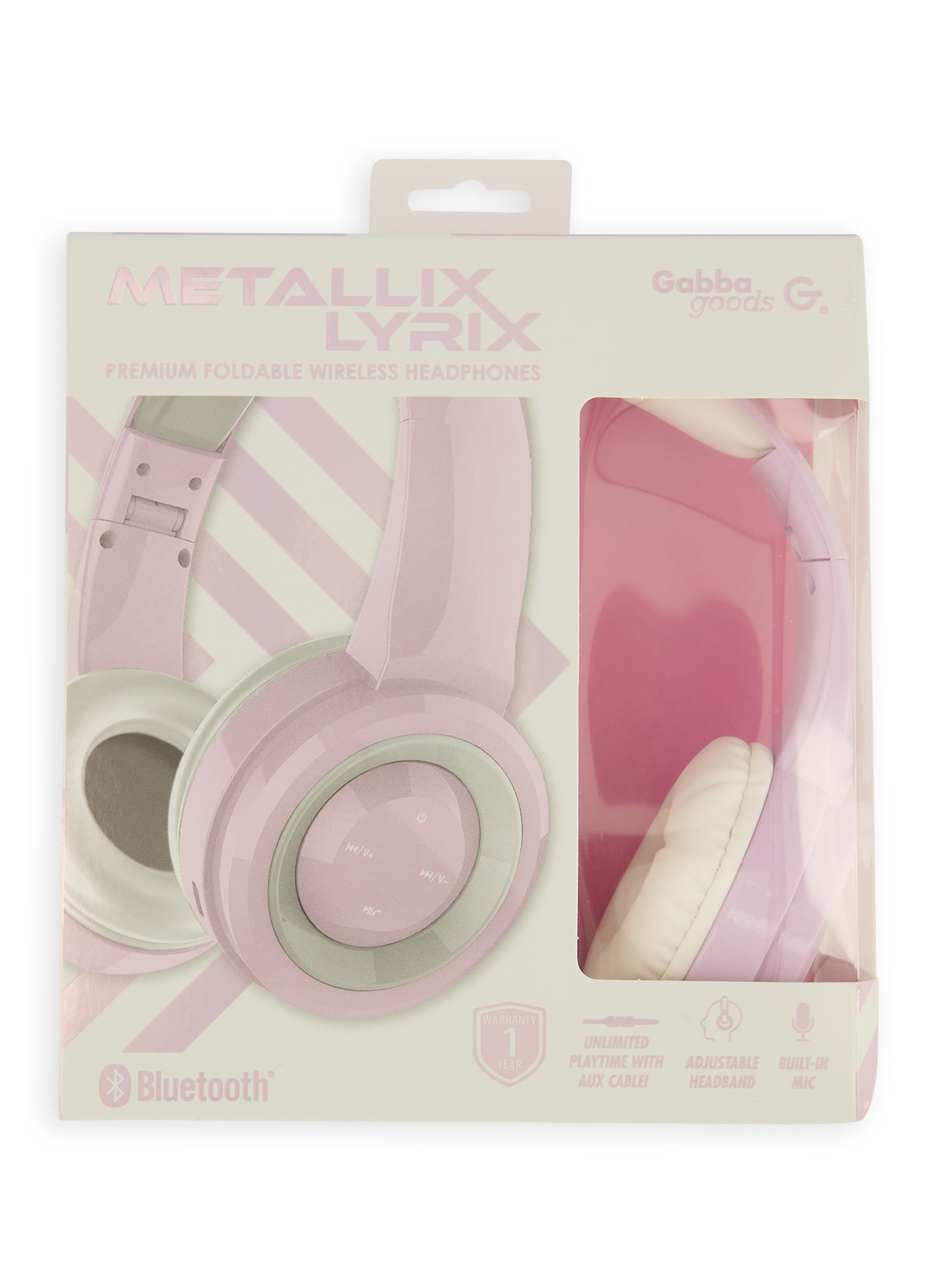 Gabba Goods Metallix Lyrix Wireless Over the Ear Headphones Lavender