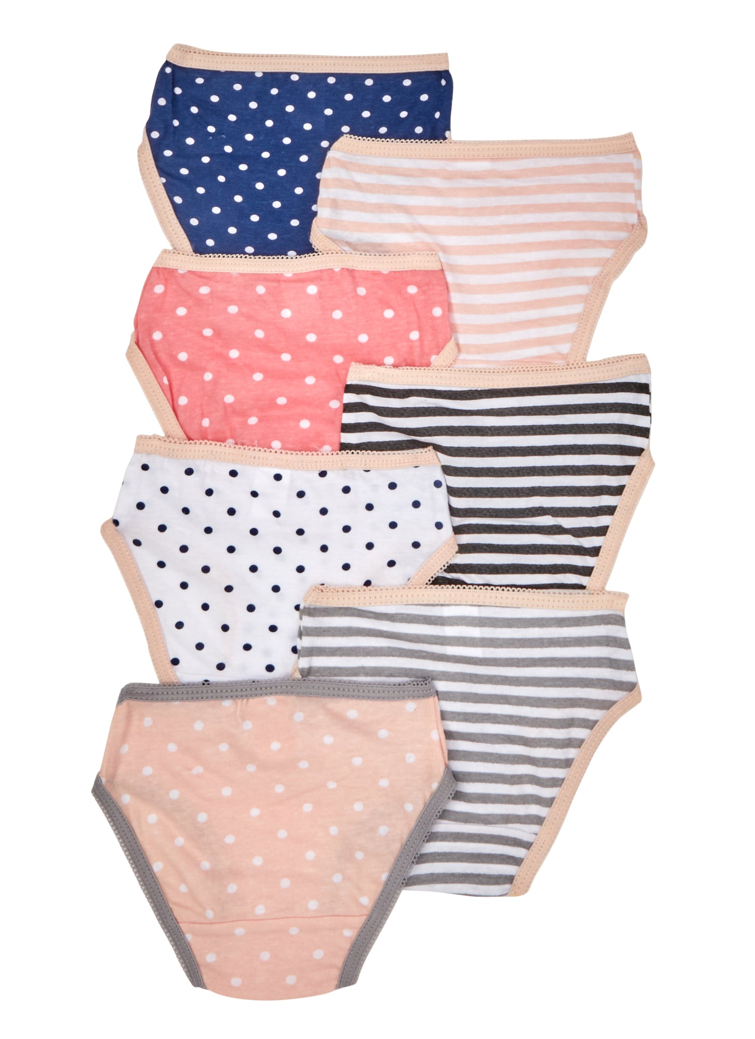 Little Girls Set of 10 Polka Dot Print Panties - Multi Color