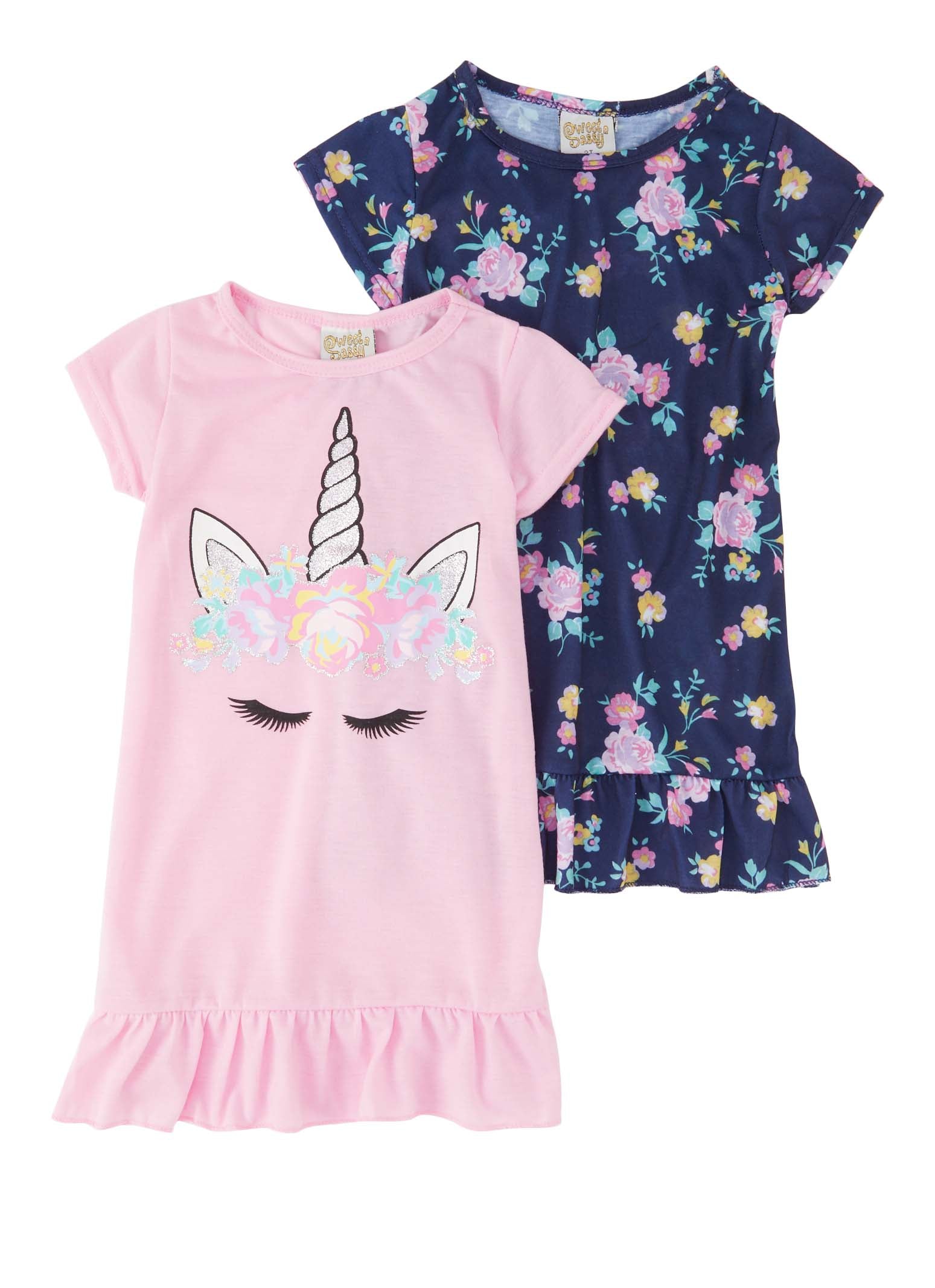 Toddler Girls 2 Pack Graphic Print Nightgowns