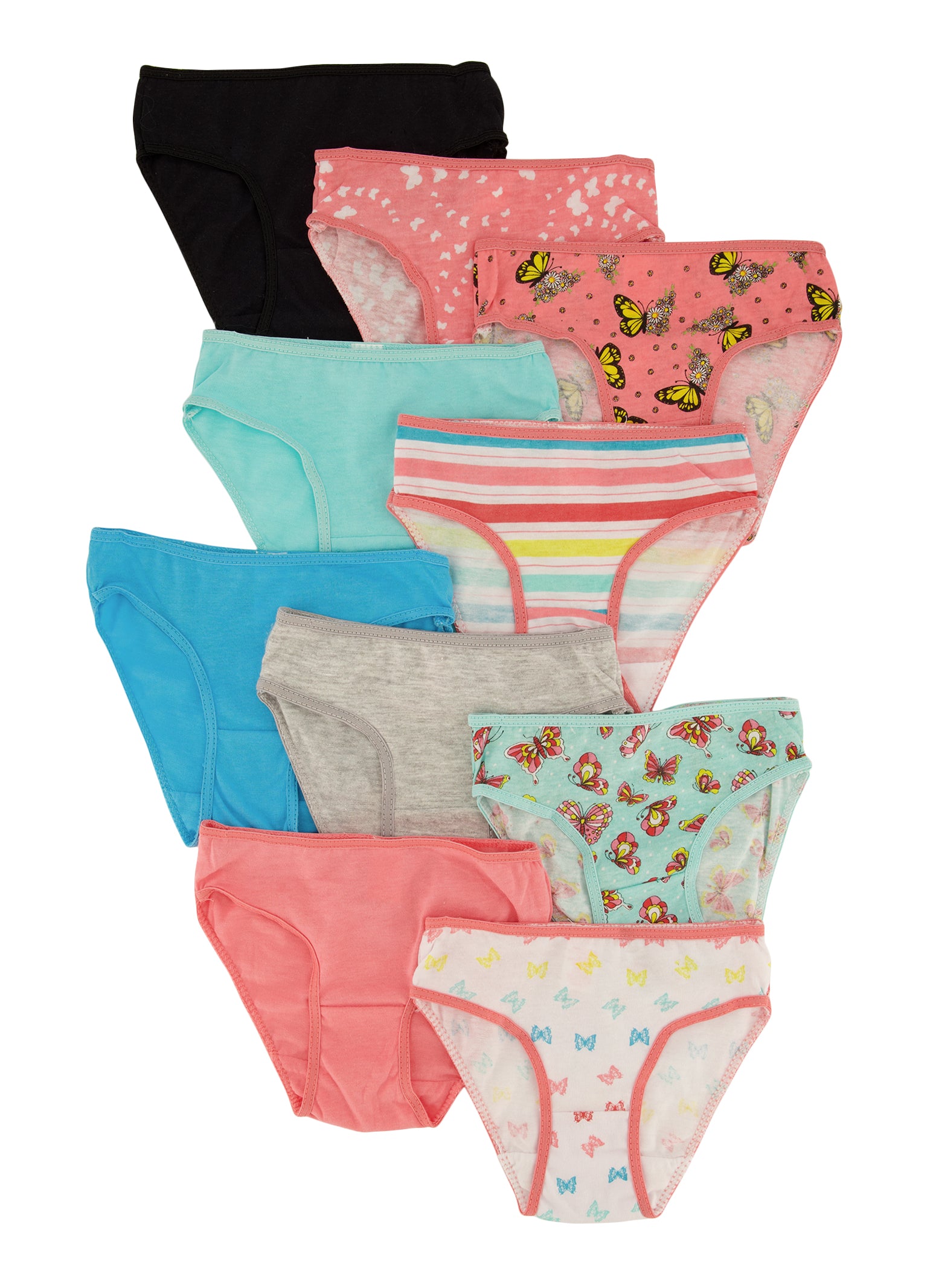 10-PACK Hanes Panties Girls Sz 16 Assorted Underwear 100