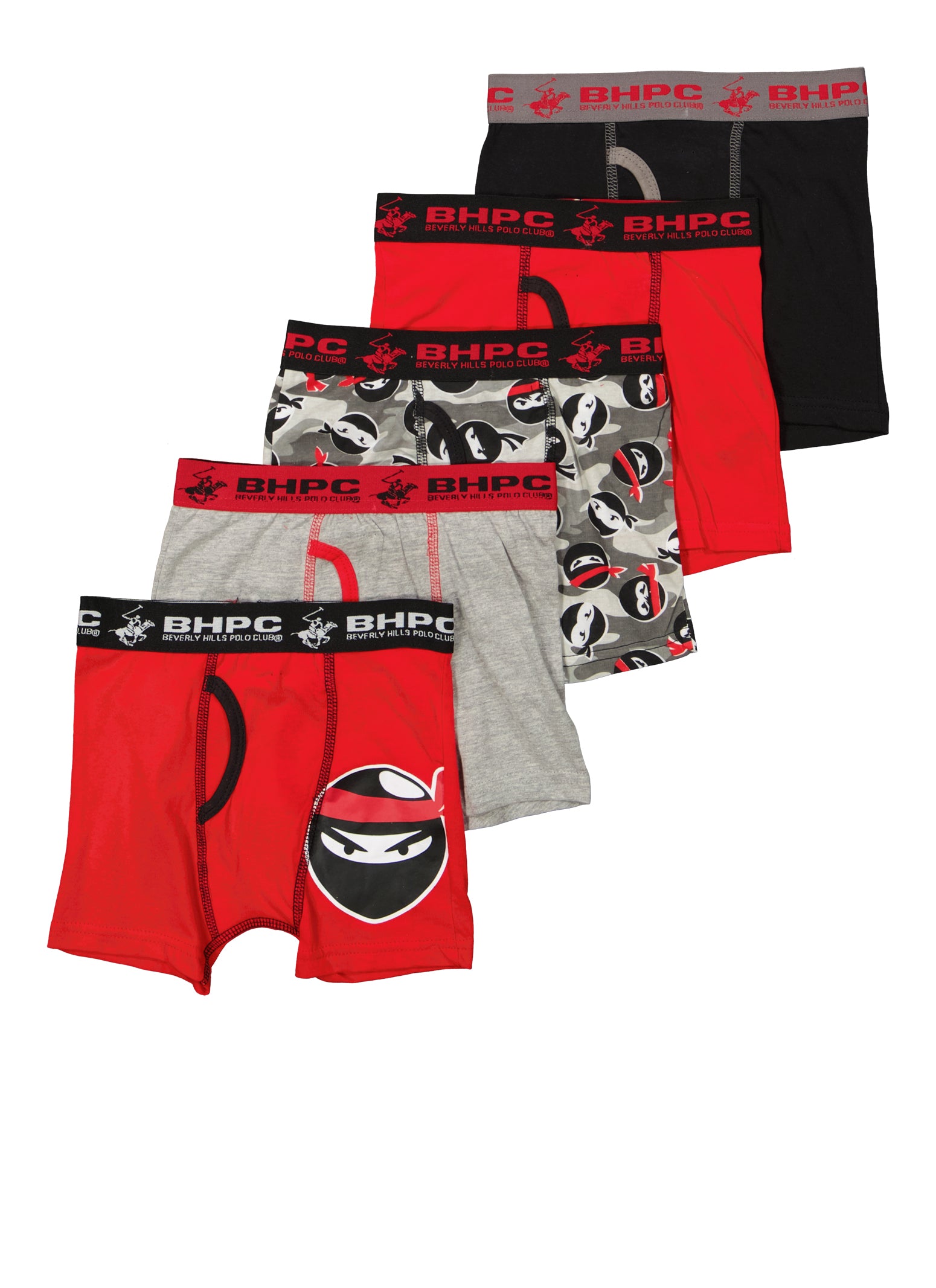 Boys 5 Pack Ninja Graphic Boxer Briefs