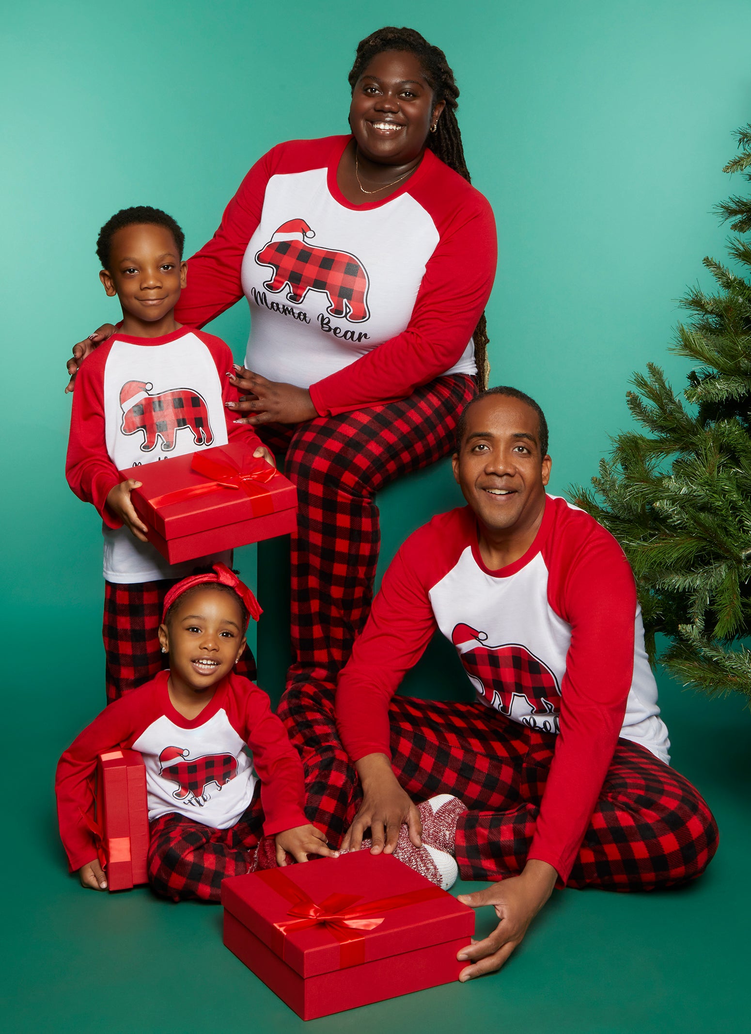 Christmas Crew Matching Pajamas And Pet Black Red - Family