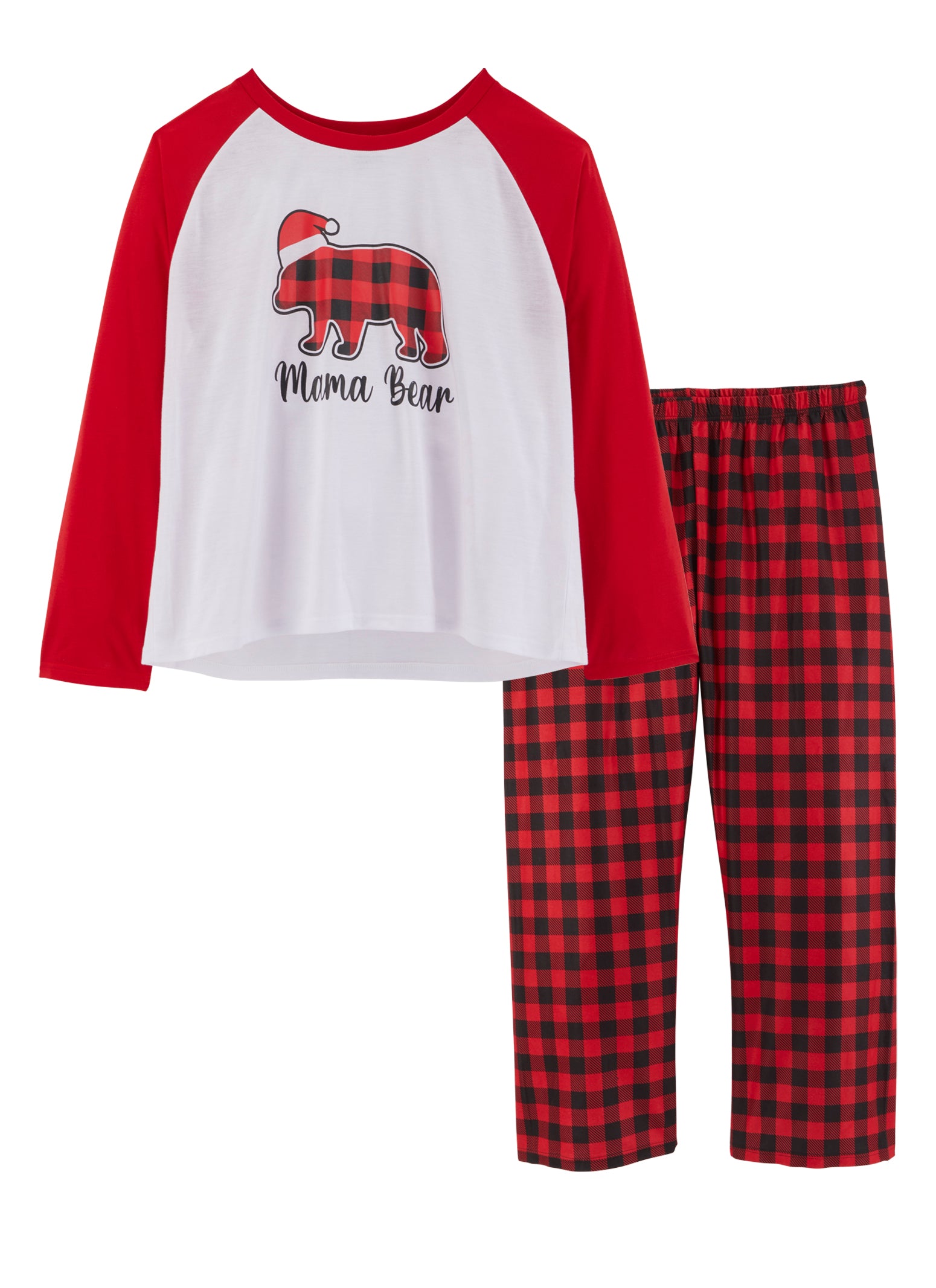 Plus Size Matching Mama Bear Plaid Family Pajamas