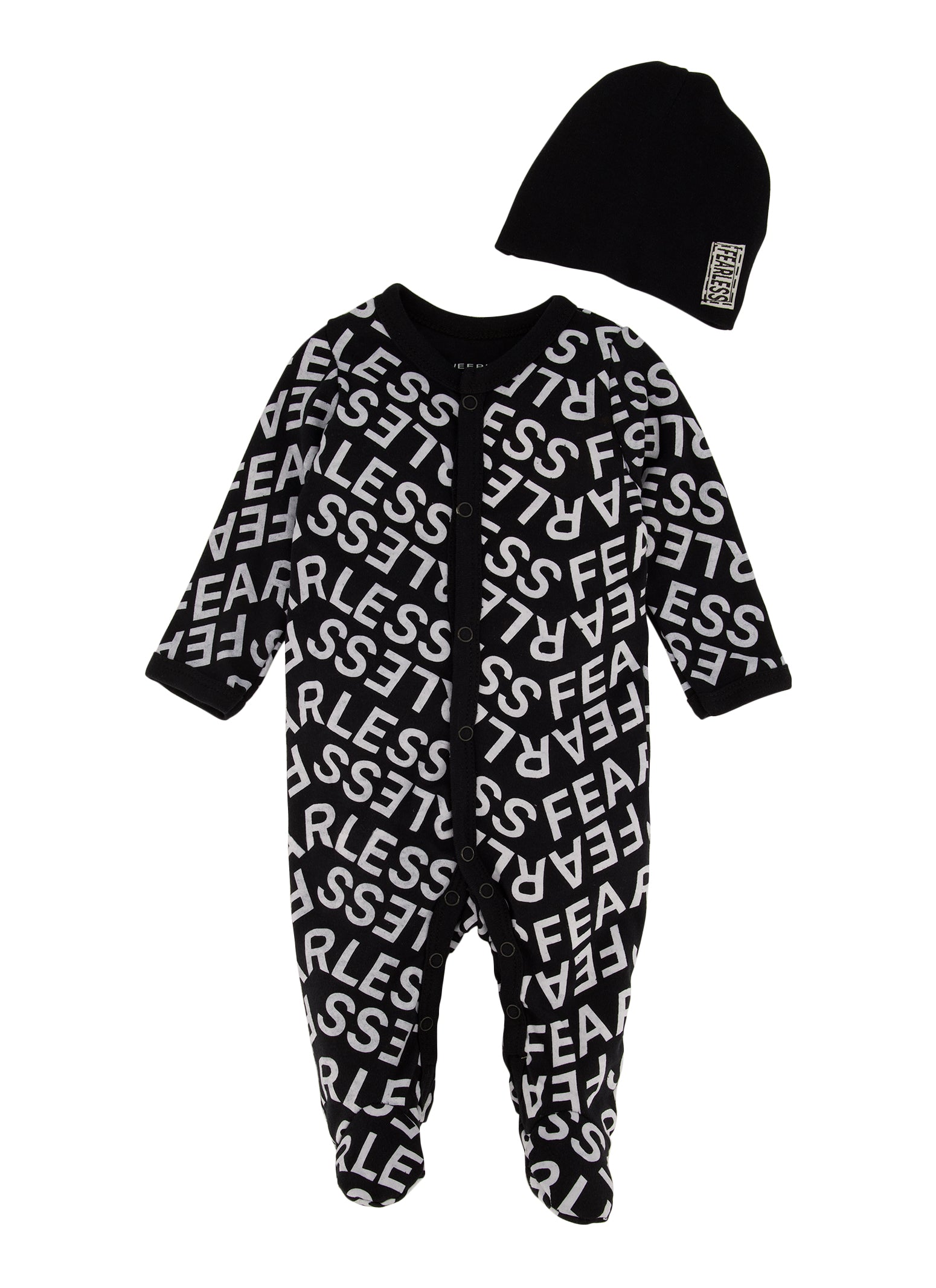 Baby Boys 0-9M Fearless Printed Jumpsuit with Hat