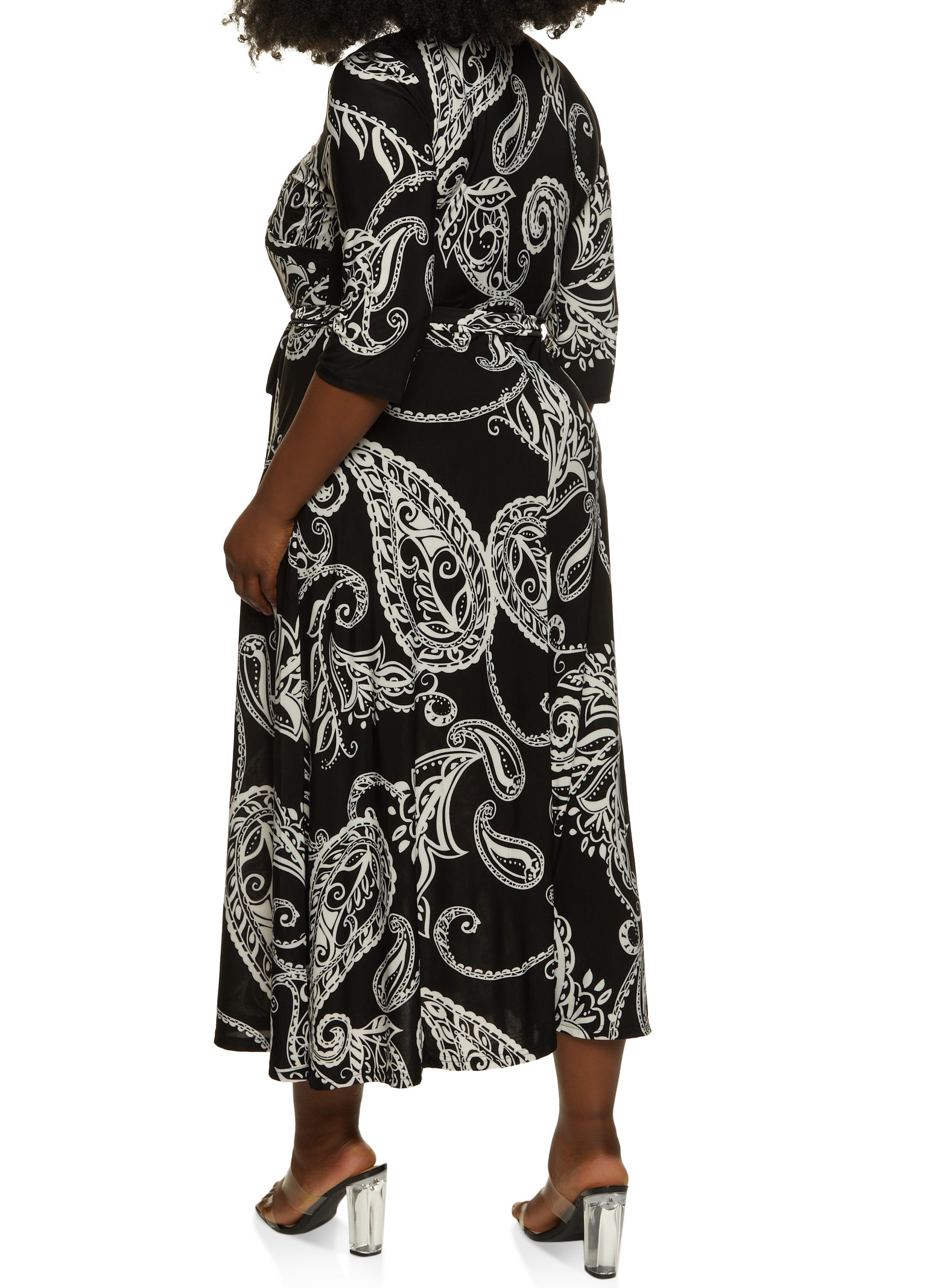 Plus Size Paisley Faux Wrap Maxi Dress